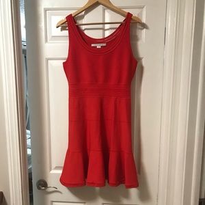 Red Diane VonFurstenberg a-line dress.